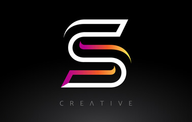 Orange Purple S Letter Logo Design with Modern Monogram Lines Look Vector