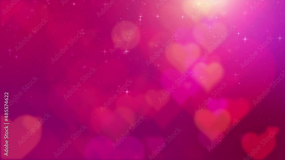 Poster Happy Valentine decoration theme with defocused floating heart particles loop background animation