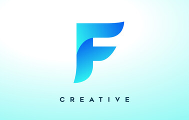 Blue F Letter Logo Design with Stylized Look and Modern Design for Business Company Logo