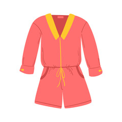 Obraz premium Trendy summer pink yellow jumpsuit shorts for women, girls, teens vector isolated on white