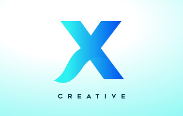 Fototapeta premium Blue X Letter Logo Design with Stylized Look and Modern Design for Business Company Logo