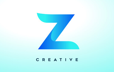 Blue Z Letter Logo Design with Stylized Look and Modern Design for Business Company Logo