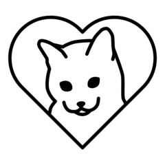 Cat Love Flat Icon Isolated On White Background