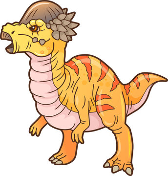 cartoon cute prehistoric dinosaur, funny illustration
