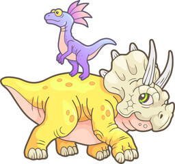 cartoon cute prehistoric dinosaur, funny illustration