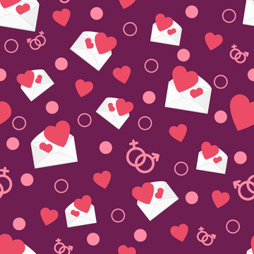 Vector Graphic Of Seamless Pattern Design With Pink, Maroon And With Color Scheme And Also With Valentine Theme. Perfect For Pattern Of Textile Industry