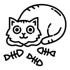 Cat Fish Food Flat Icon Isolated On White Background