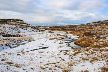 Mountains over lake Orkel, Norway