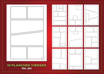 BD MANGA - 10 Planches vierges modifiables - Vol. 2
