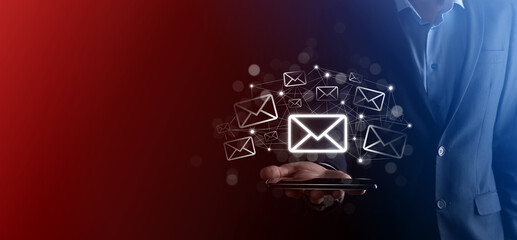 Email marketing and newsletter concept.Contact us by newsletter email and protect your personal...