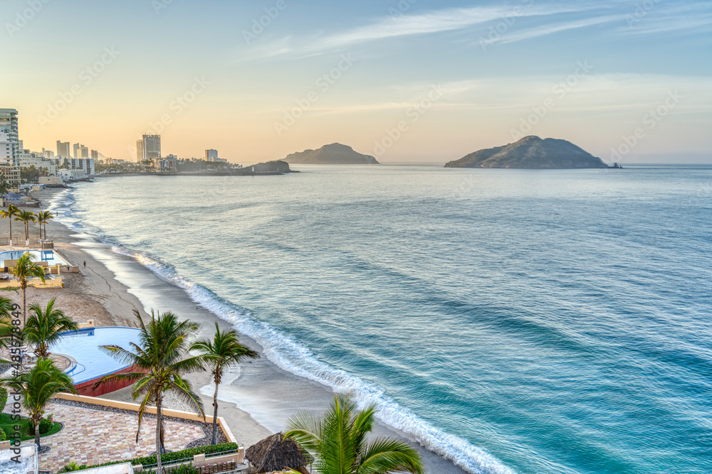 Poster beach in mazatlan, sinaloa, hdr image