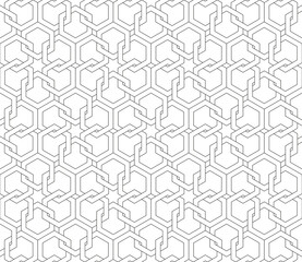 Black and white seamless geometric pattern in islamic style