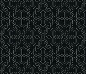 Black and white seamless geometric pattern in islamic style