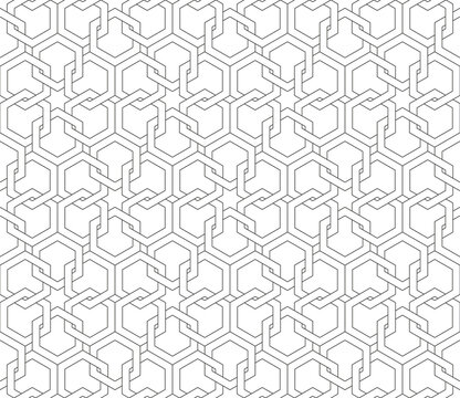 Black and white seamless geometric pattern in islamic style
