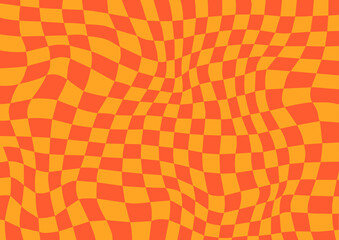 Retro chessboard. Retro hippie groovy style 60s 70s 90s. Retro print.