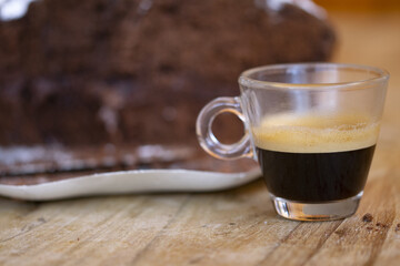 espresso coffee at the glass