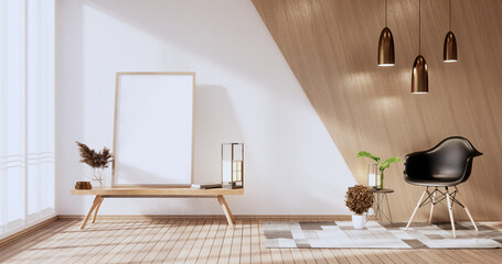 interior design,zen modern living room Japanese style.3D rendering