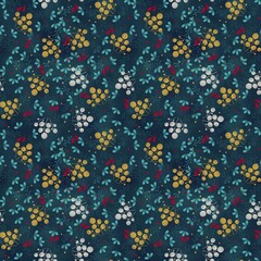 Seamless pattern with leaves and flowers. Floral background. Cute and colourful illustration for any wallpapers or wrapping paper 