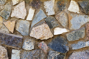 Close-up of a fragment of an old natural stone wall