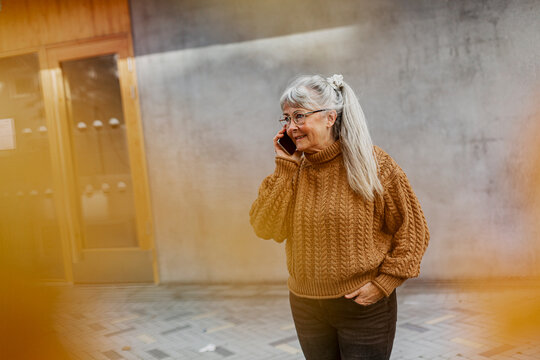 Senior woman talking on mobile phone