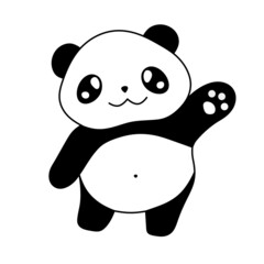 
Panda illustration. Black and white panda. Panda child.