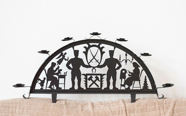 Vintage metal candle holder - christmas theme decoration