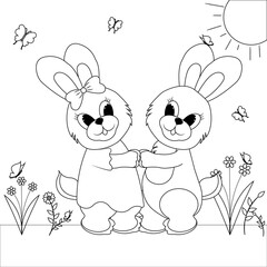 Children's coloring book with a hare.