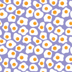 Egg breakfast backgrounds with scrambled eggs, fried egg vector pattern