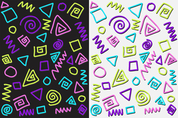 Abstract retro background with various pattern drawing