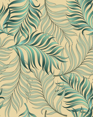 Tropical leaves pattern. Vector botanical illustration. Jungle print.