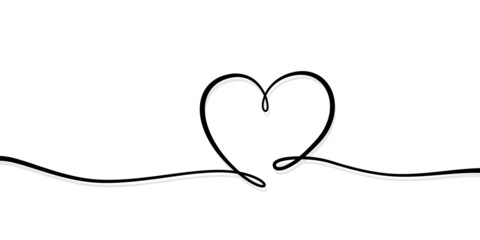 Line heart shape on white illustration