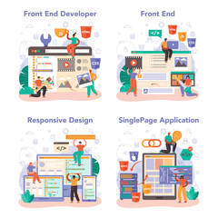 Front end developer concept set. Website interface design improvement.