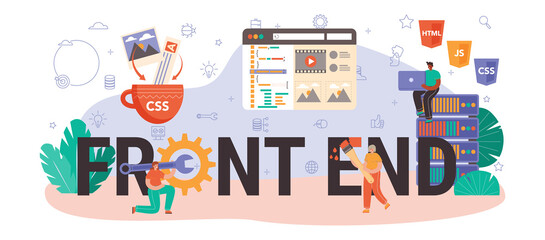 Front end typographic header. Website interface design improvement.