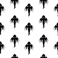 Monster seamless pattern. Vector black and white illustration.