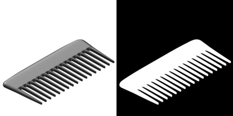 3D rendering illustration of a small wide tooth comb