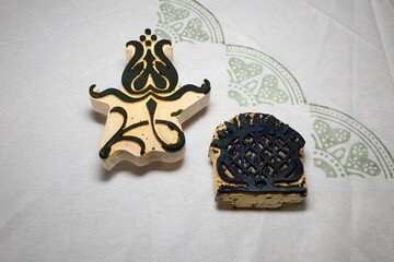 Historical woodblock print on fabric
