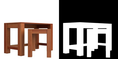 3D rendering illustration of small side tables
