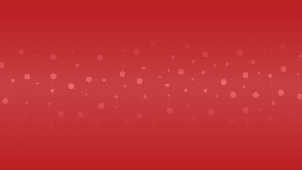 Futuristic lines connected by points on a red gradient background. Vector stock illustration.