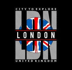 LONDON,illustration retro of for t-shirt, typography, vector illustration - stock and ready print