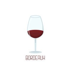 A glass of red Bordeaux wine. Cartoon-style vector illustration with lettering