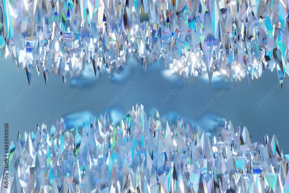 Poster abstract background of crystal refractions 3d rendering