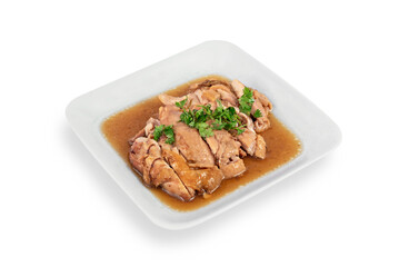 Steamed chicken with soy sauce