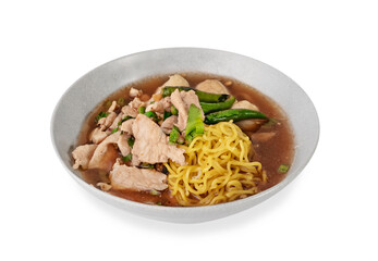 Asian yellow noodles with pork