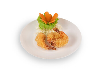 crispy fried shrimp served with fresh vegetable
