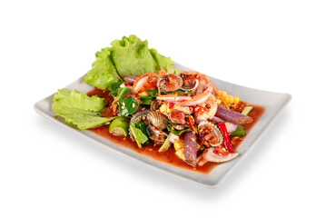 spicy  seafood salad on dish