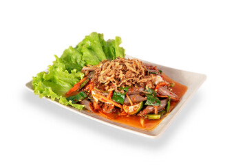 spicy meat and seafood salad