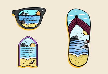 Summer illustration icons, holidays and relax lifestyle