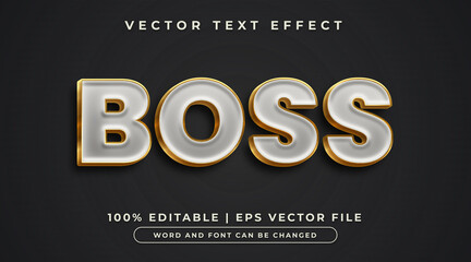 Boss text, white and gold editable text effect style