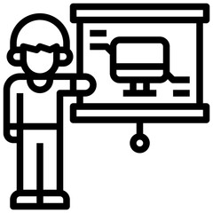 PRESENTATION line icon,linear,outline,graphic,illustration