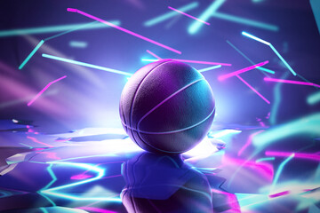 Basketball with neon lights - 485591828